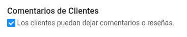 Activar reseñas en el panel de configuración de Pretii