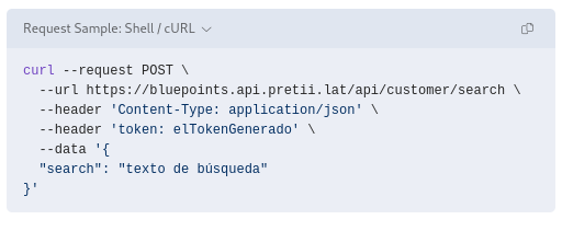 Ejemplo de consulta para la búsqueda de clientes en Pretii marca blanca